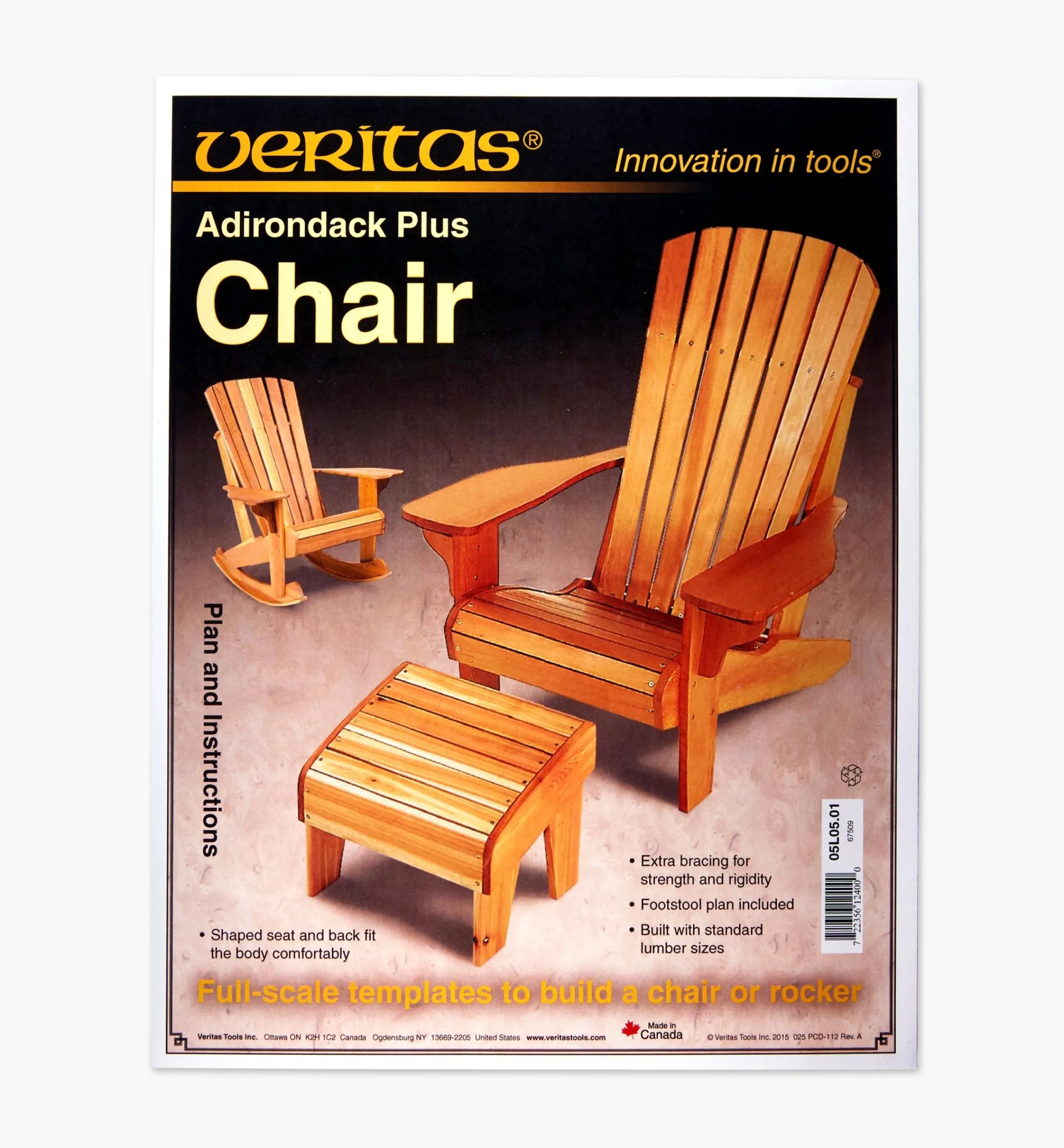 Lee Valley Plans>Adirondack Plus Chair & Footstool Plan