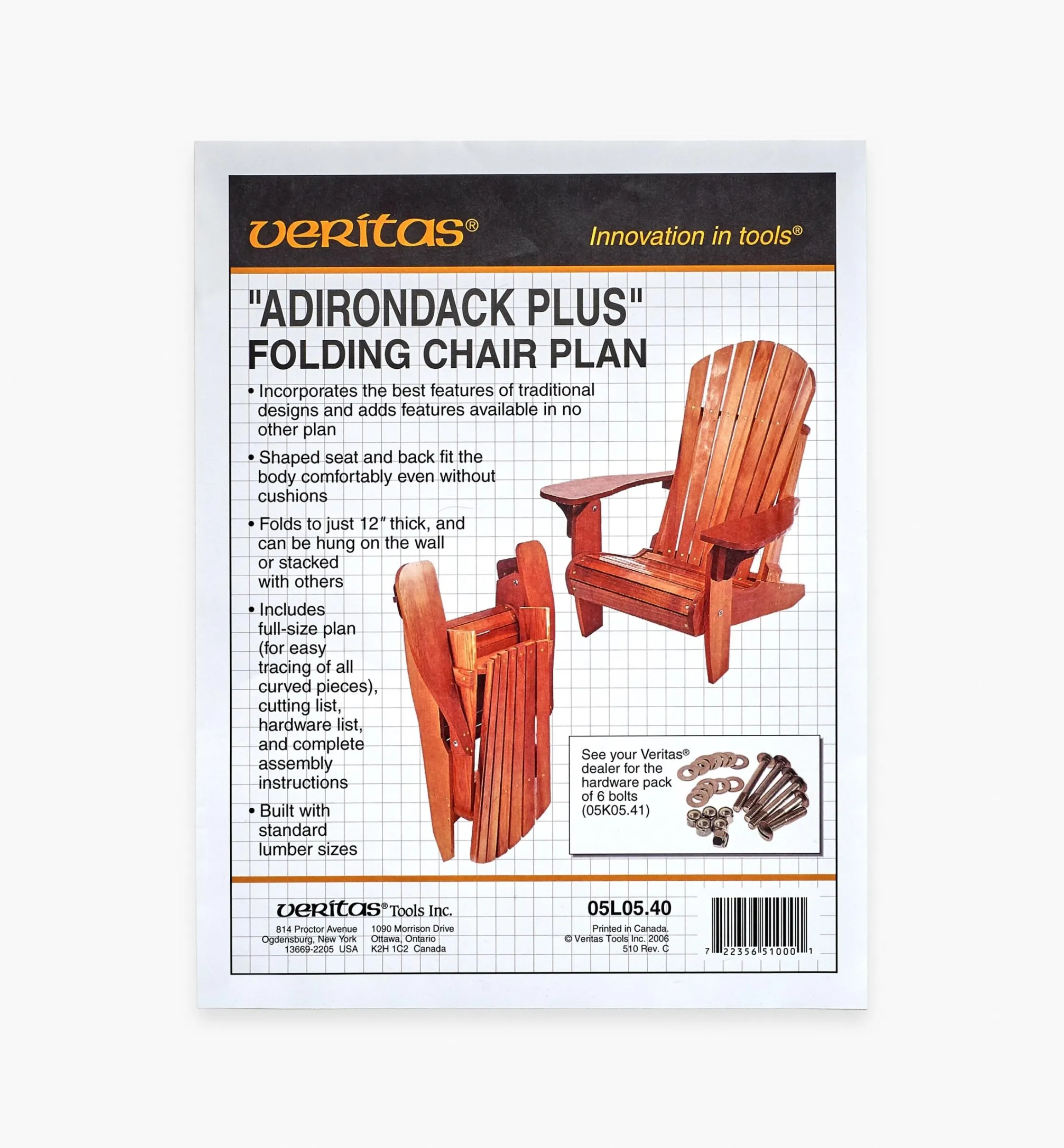 Lee Valley Plans>Adirondack Plus Folding Chair Plan
