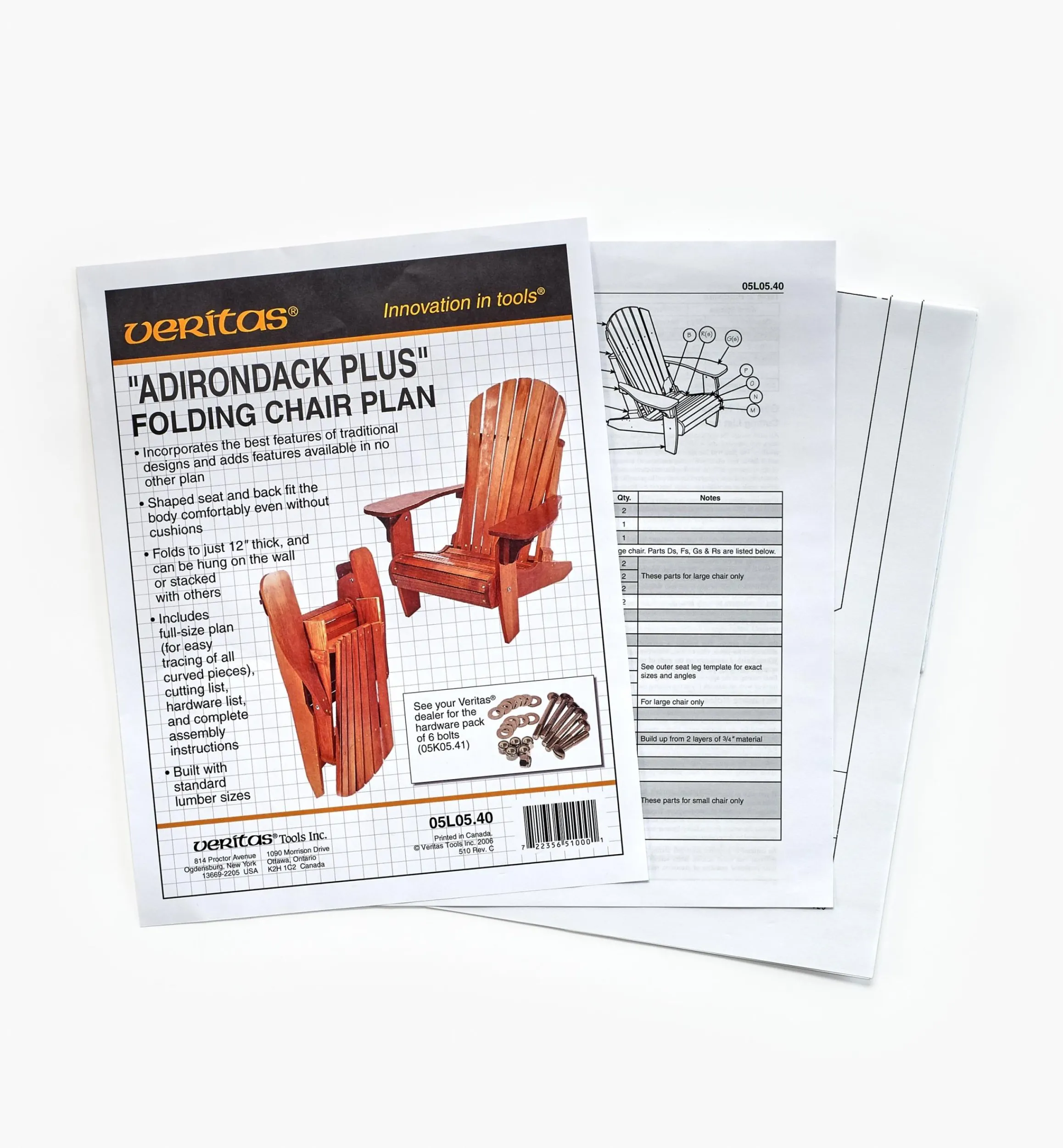 Lee Valley Plans>Adirondack Plus Folding Chair Plan