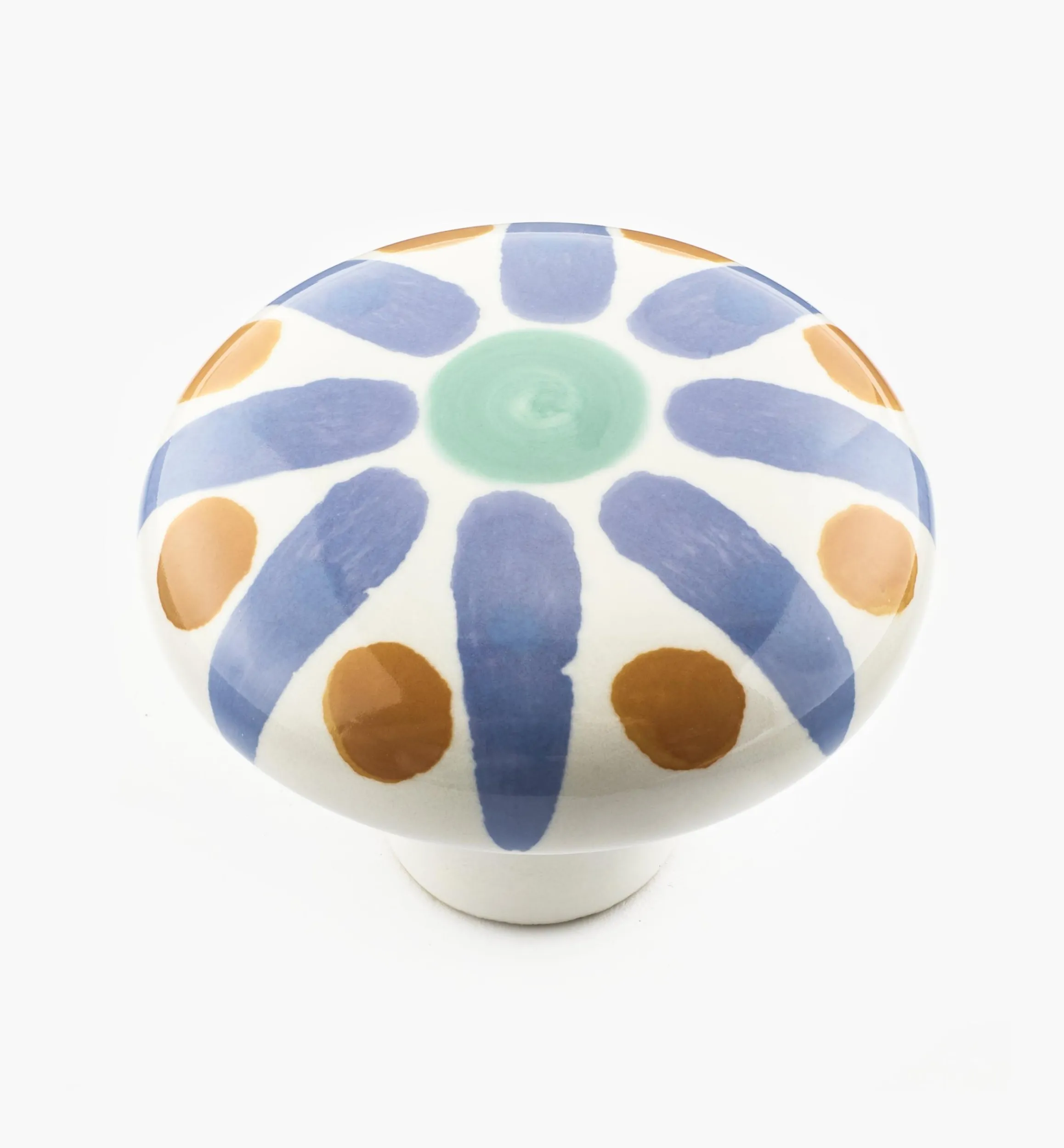 Lee Valley Knobs>Blue Sunburst Painted Ceramic Knobs