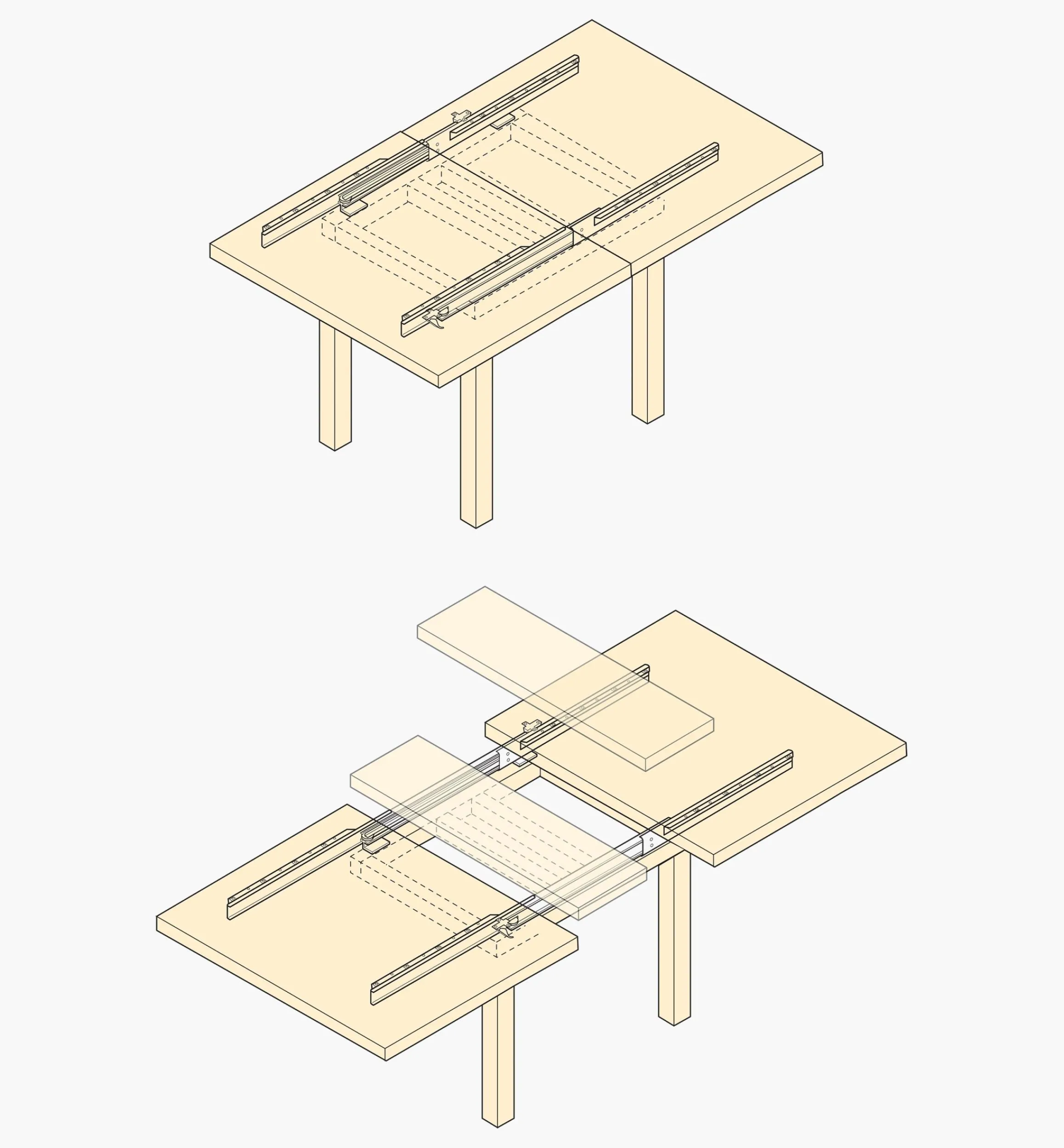 Lee Valley Table Hardware>Bottom-Mount Table Slides
