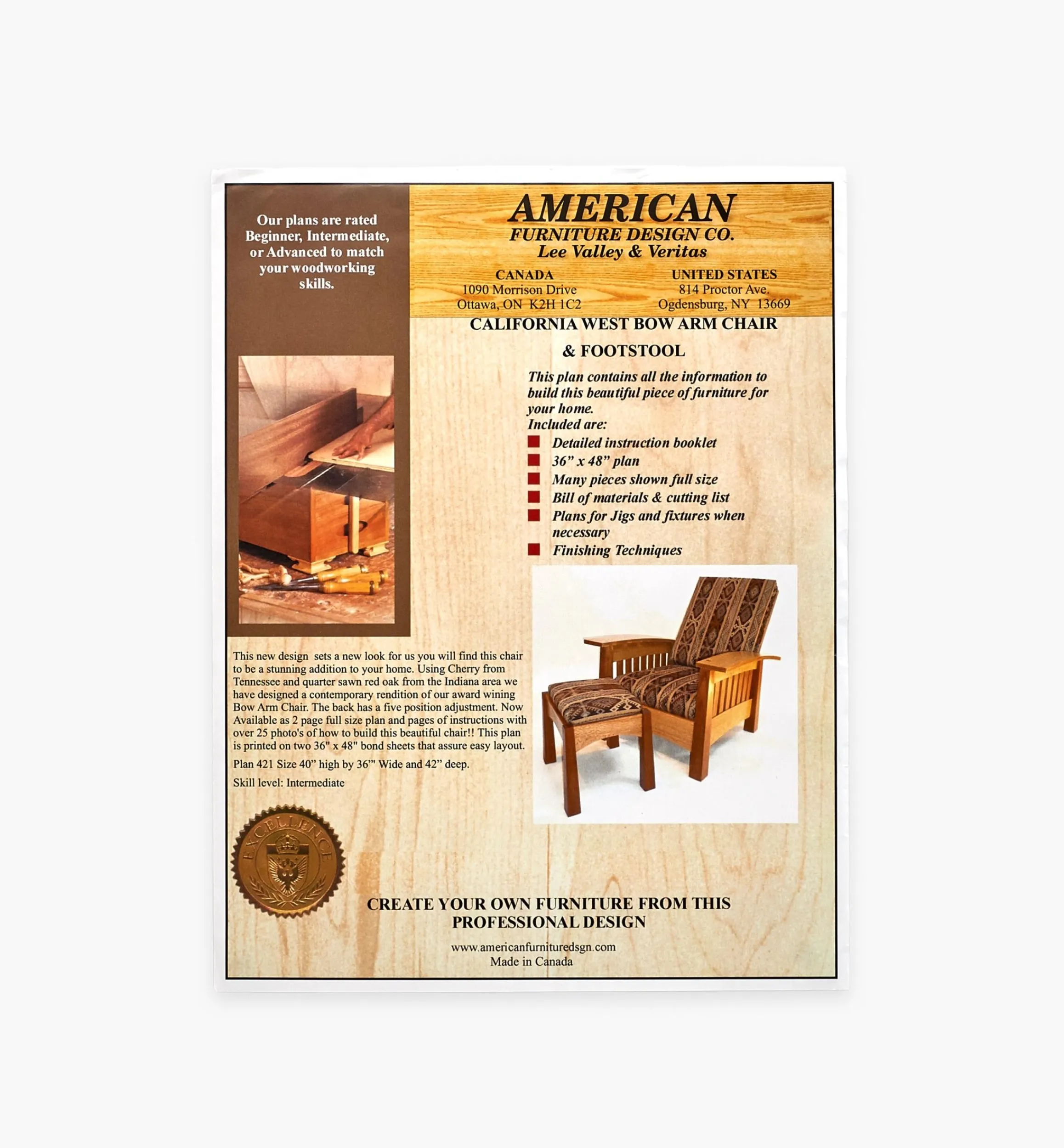 Lee Valley Plans>California West Bow Arm Chair Plan