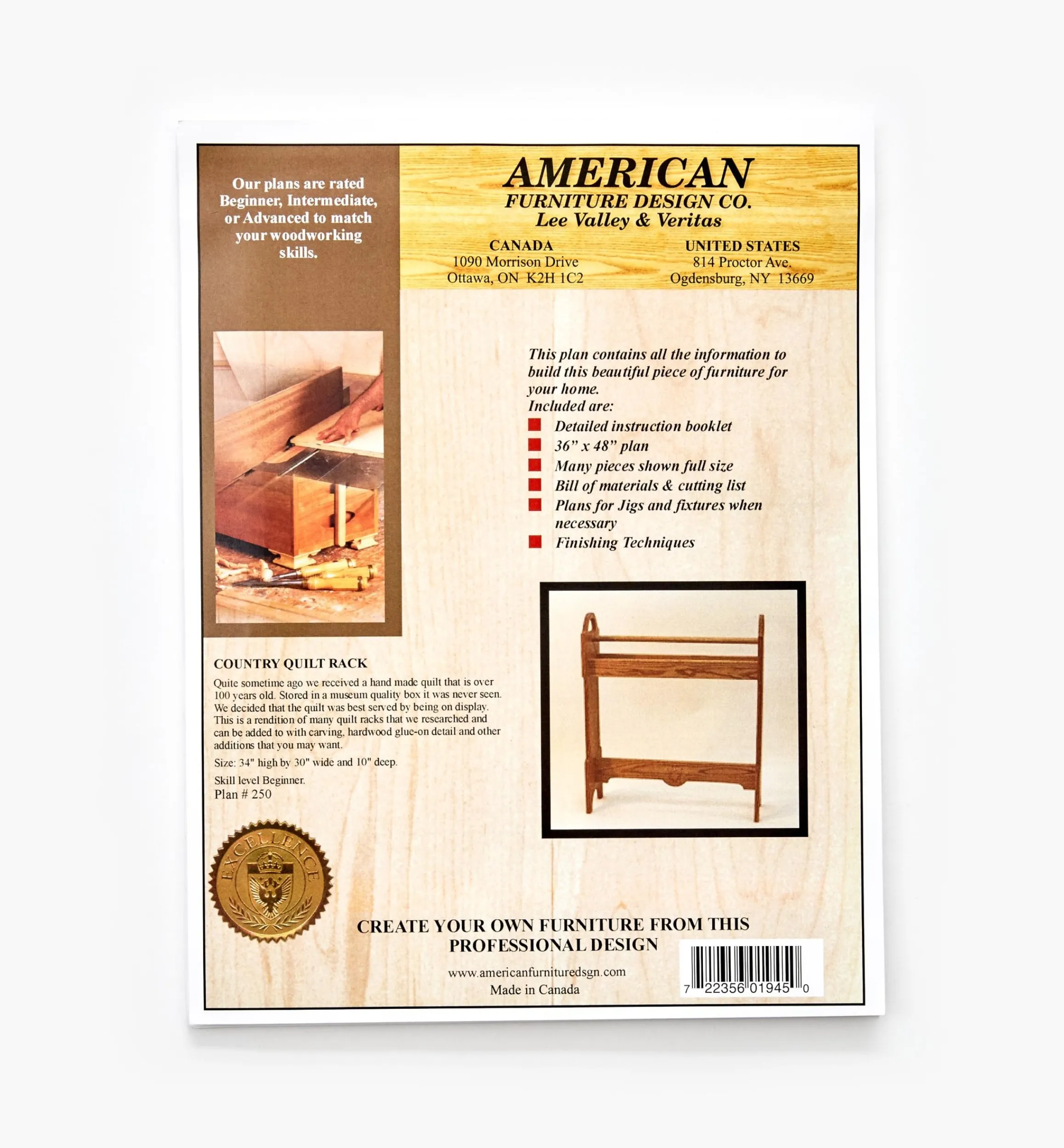 Lee Valley Plans>Country Quilt Rack Plan
