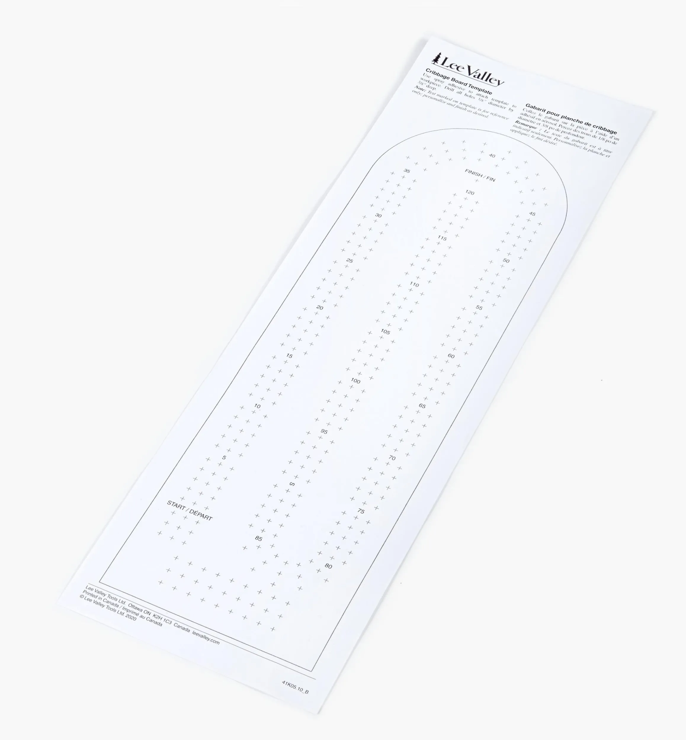 Lee Valley Plans>Cribbage Board Template