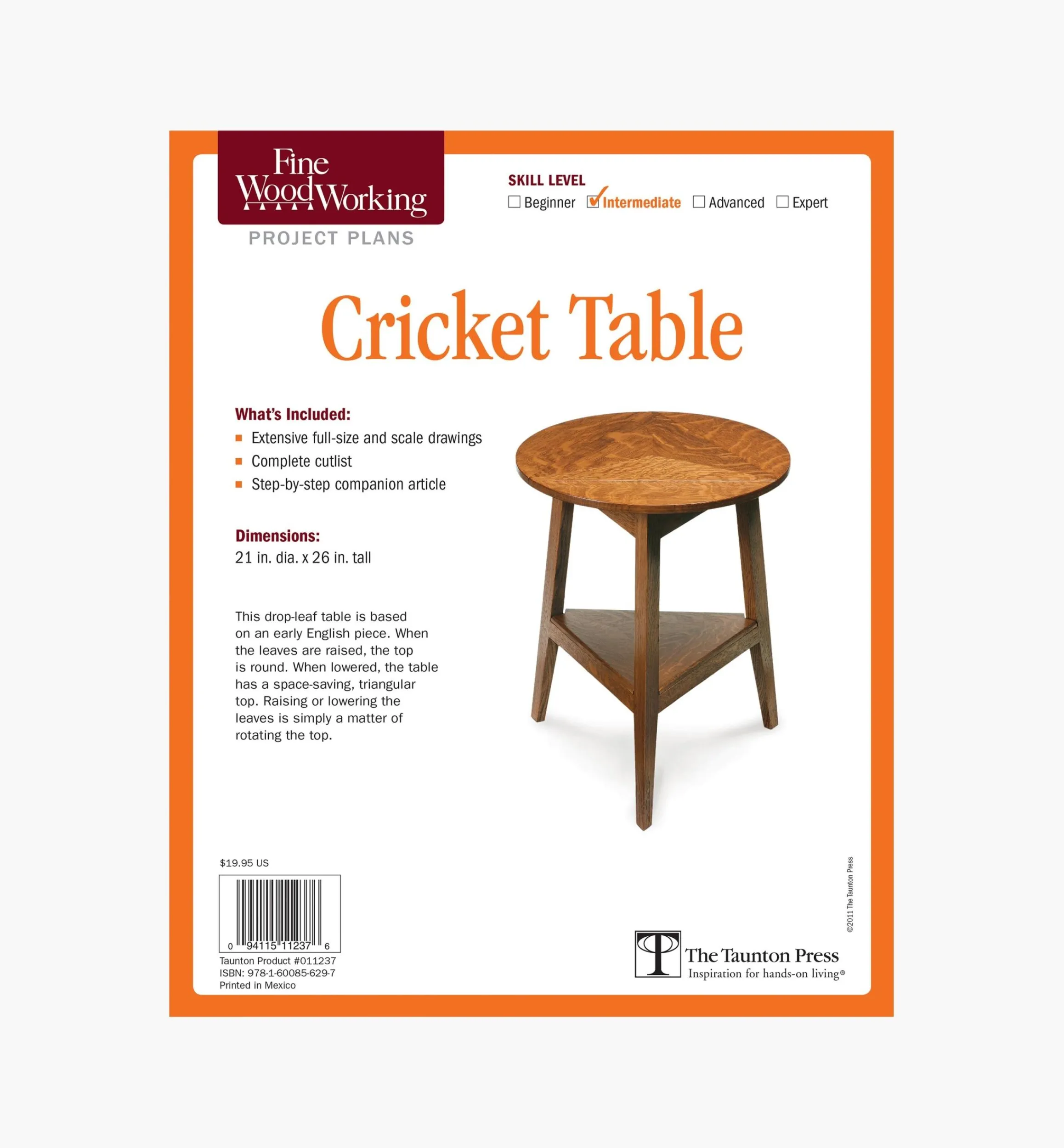 Lee Valley Plans>Cricket Table Plan