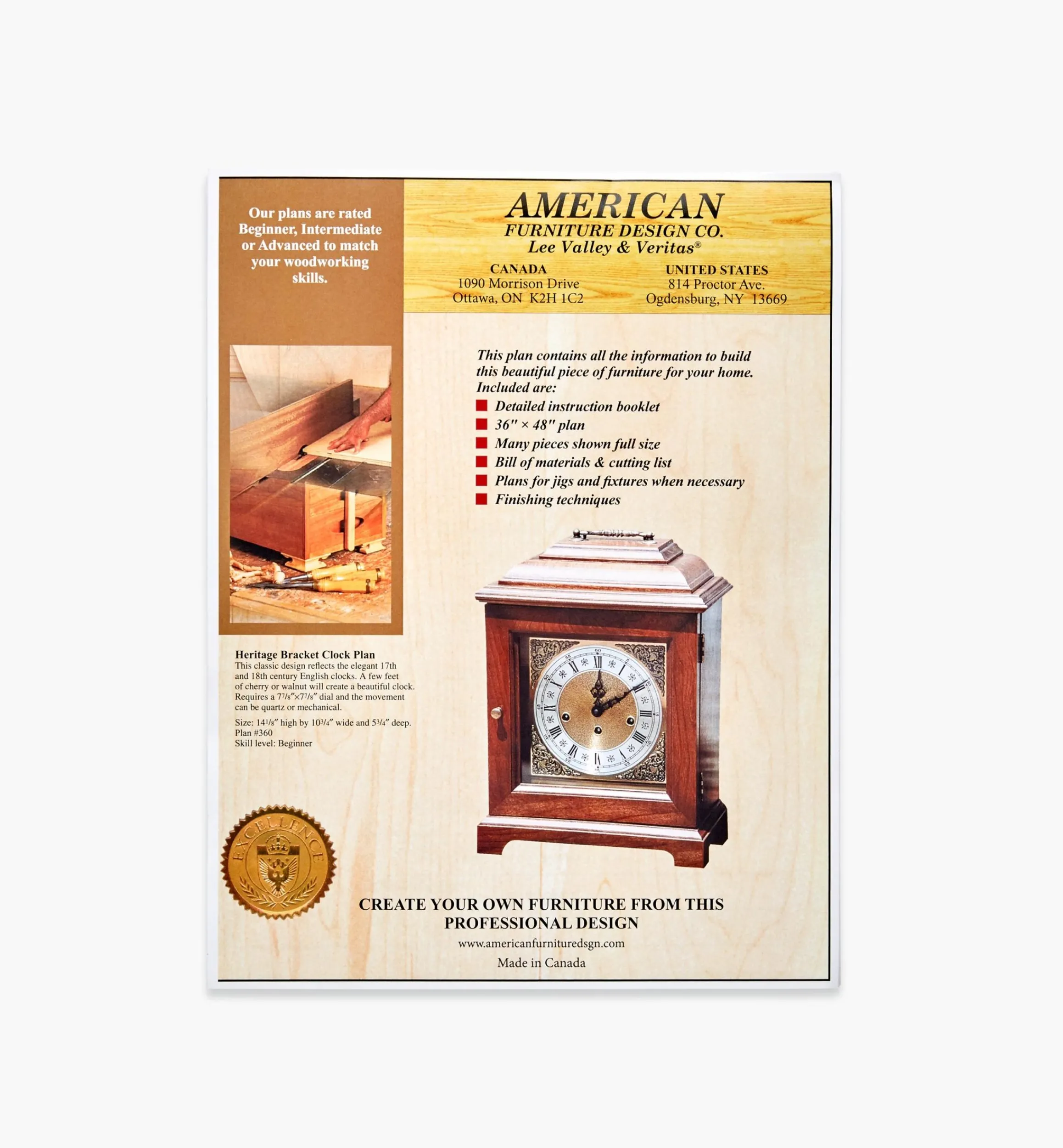 Lee Valley Plans>Heritage Bracket Clock Plan