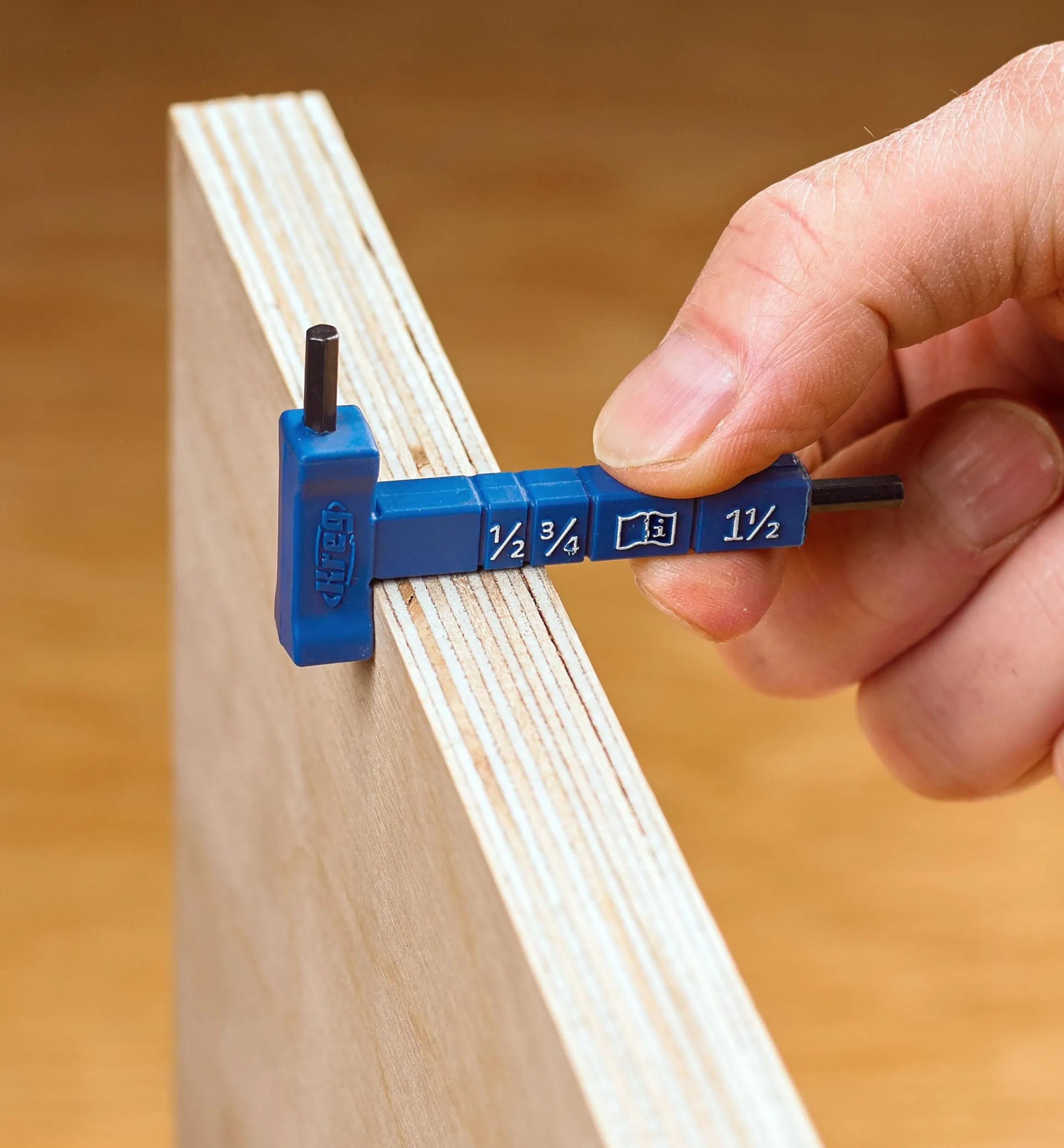 Lee Valley Power Tool Accessories>Kreg Easy-Set Step-Drill Bit, Depth Collar & Thickness Gauge