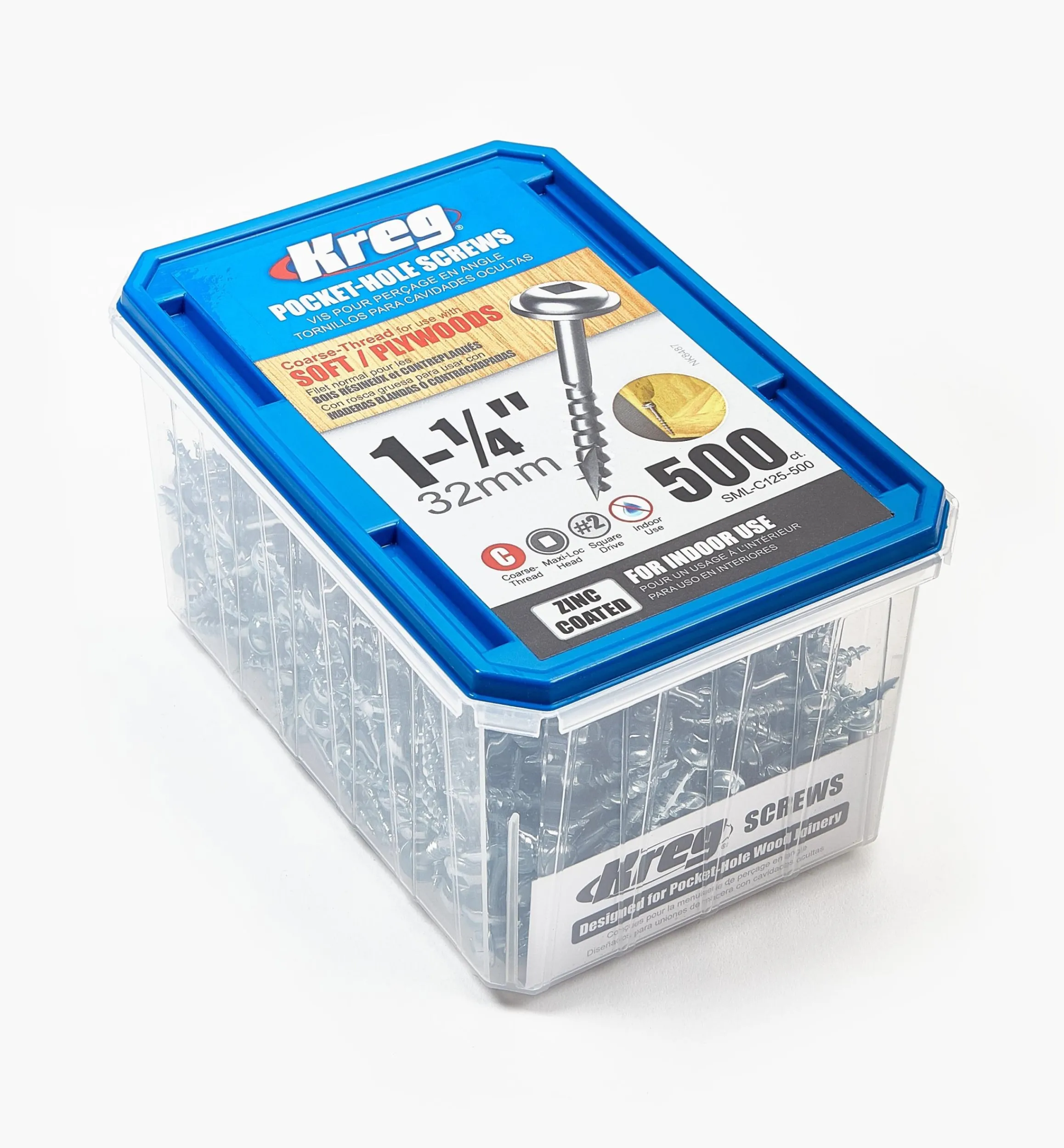 Lee Valley Screws>Kreg Washer-Style Head Pocket-Hole Screws