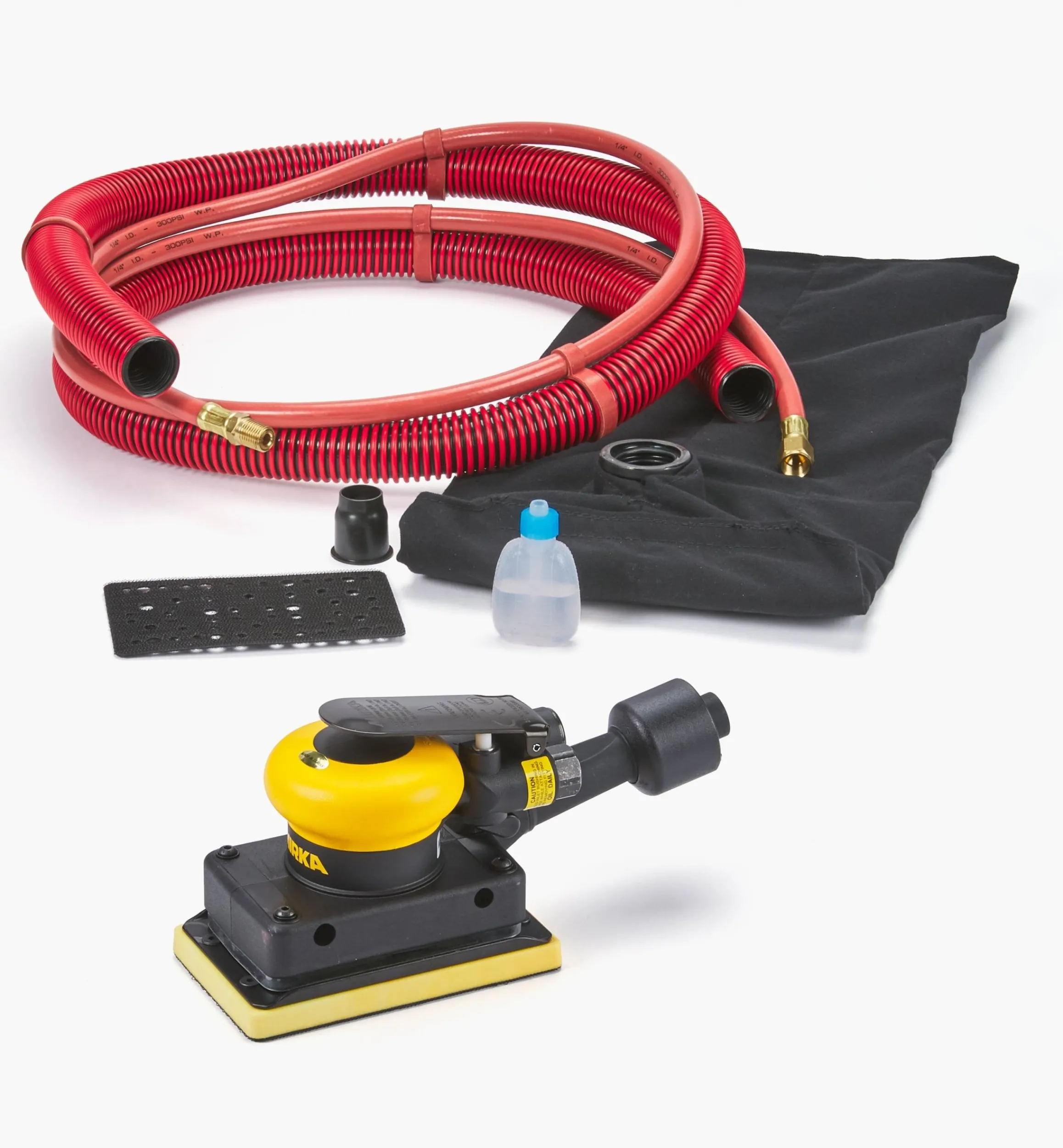 Lee Valley Power Tools>Mirka 3" × 5" Pneumatic Sander With Self-Generating Vacuum, 3mm Orbit