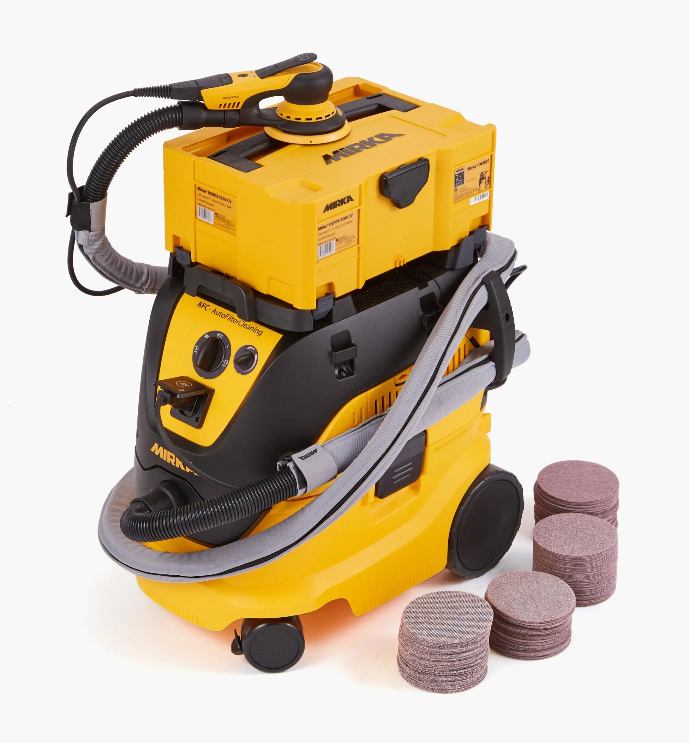 Lee Valley Power Tools>Mirka DEROS 5"/5mm Electric Sander & Dust Collector Kits