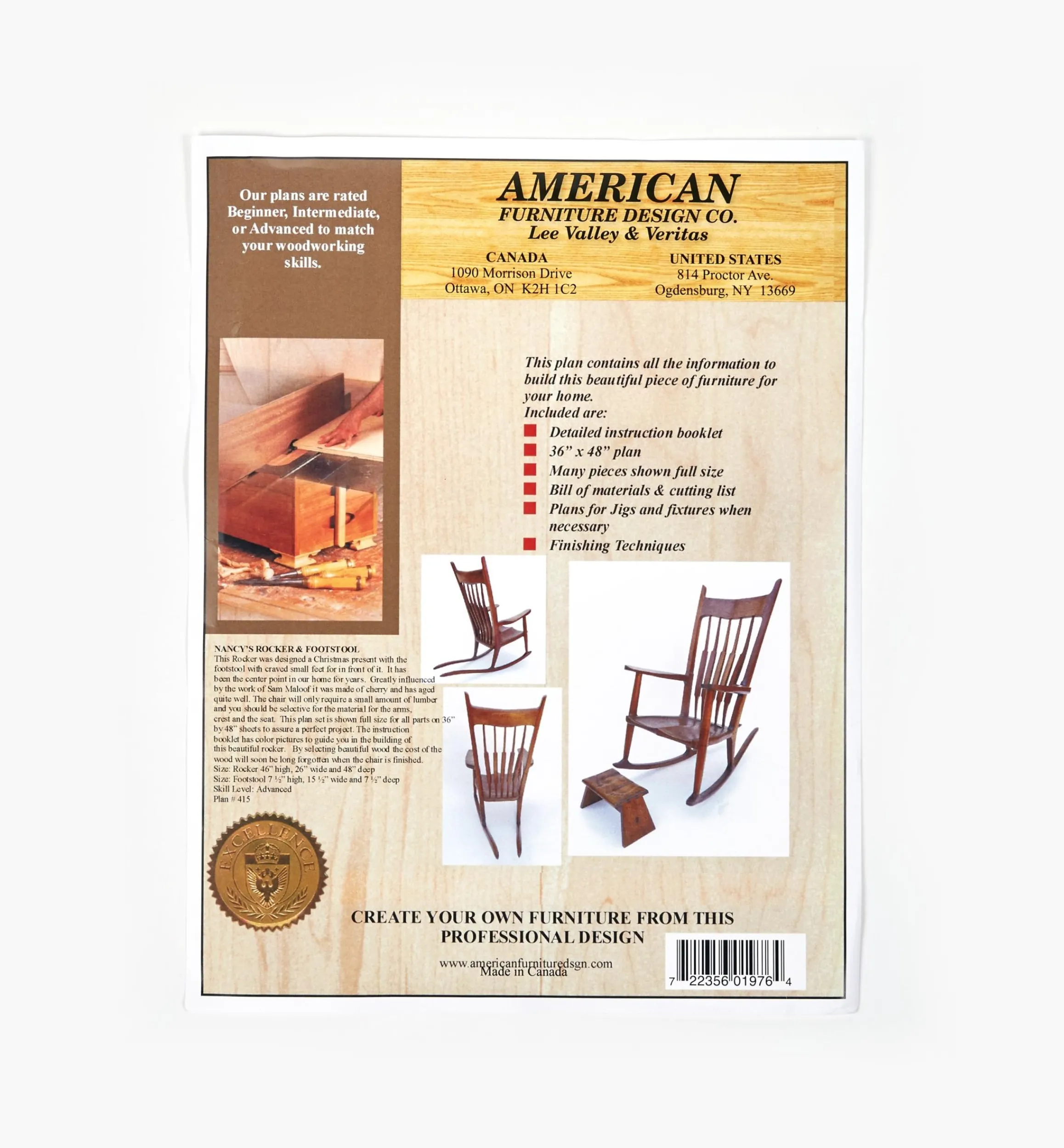 Lee Valley Plans>Nancy's Rocker & Footstool Plan