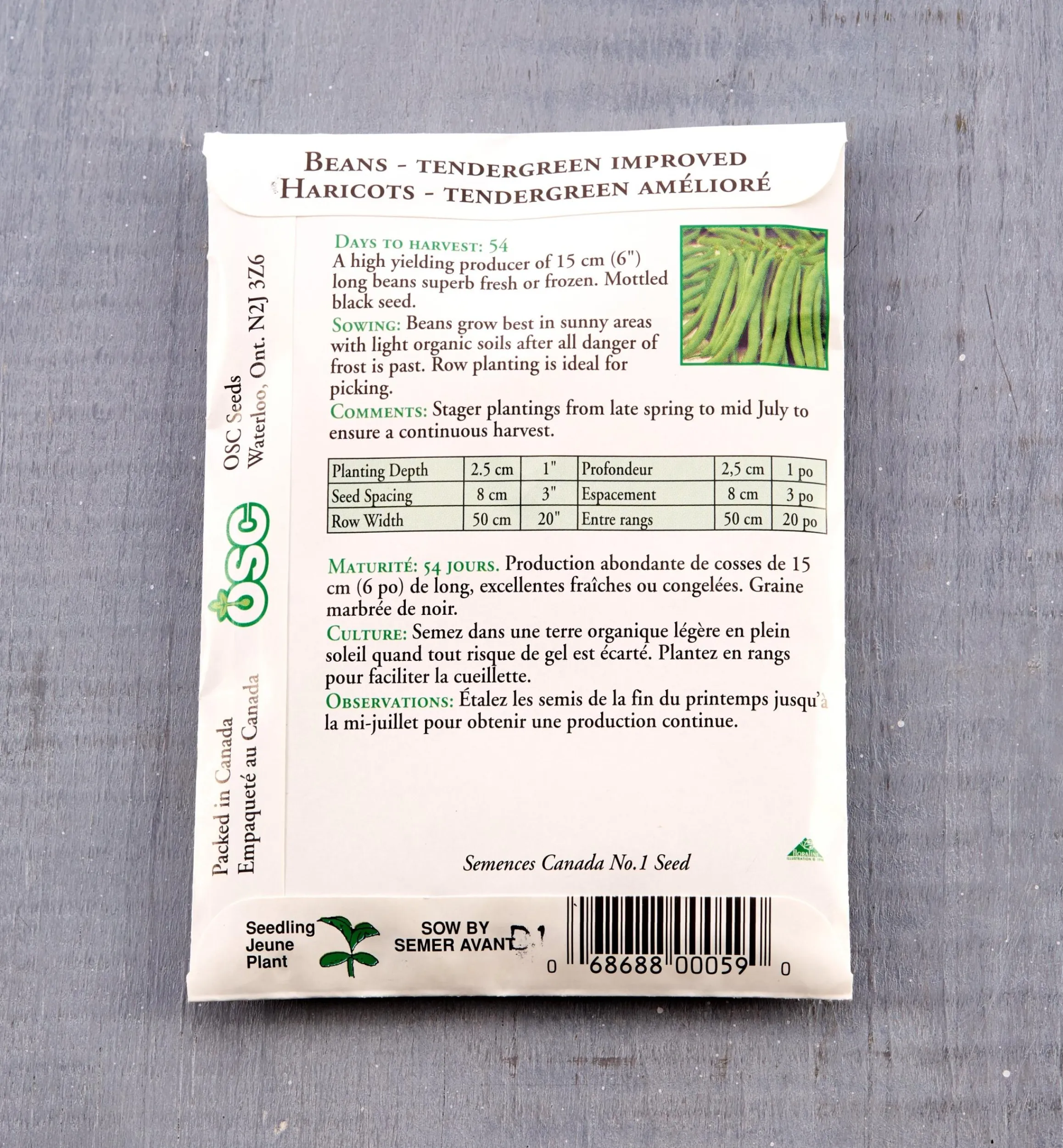 Lee Valley Seed Starting>OSC Bean Seed Packet