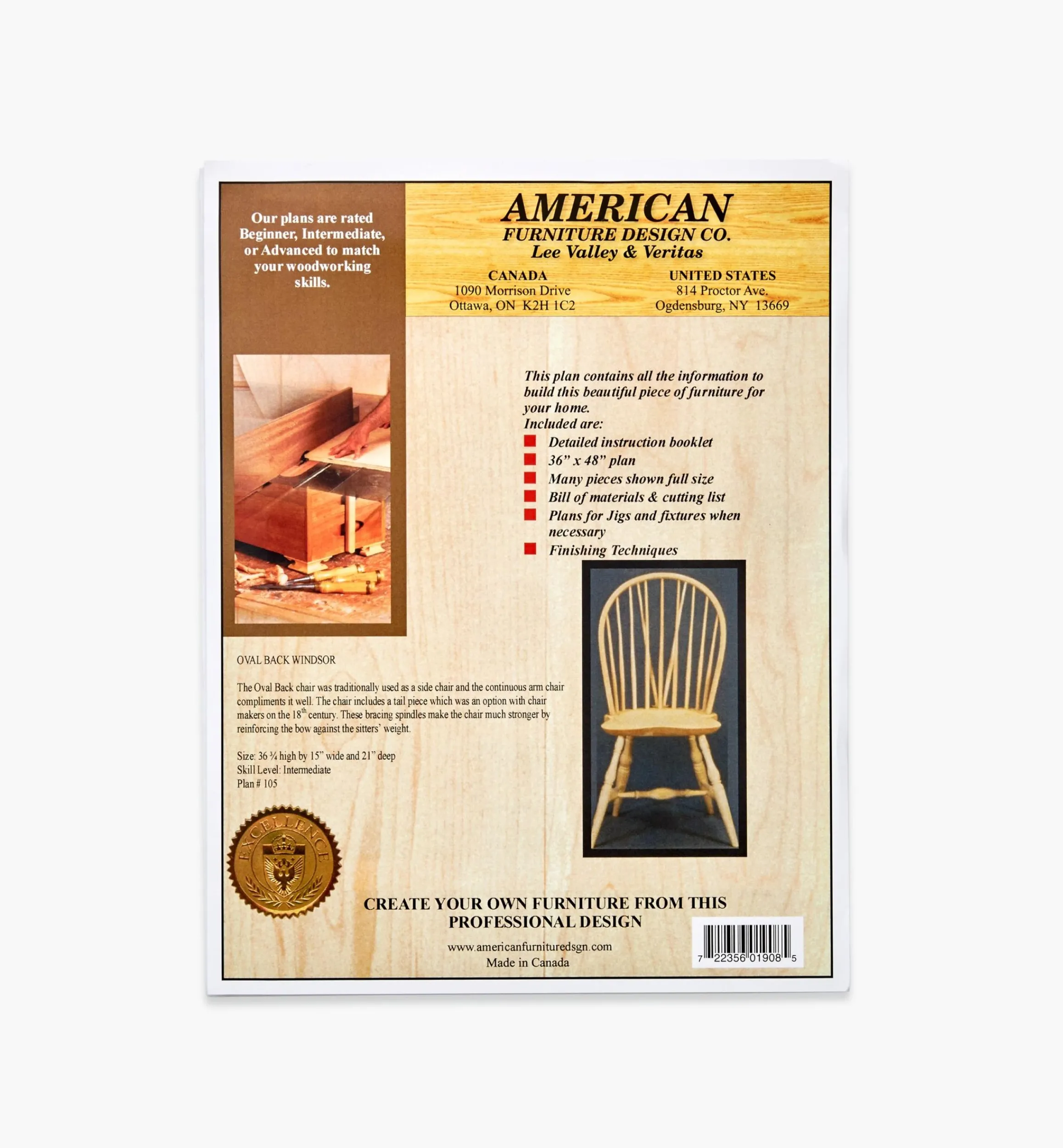 Lee Valley Plans>Oval-Back Windsor Chair Plan