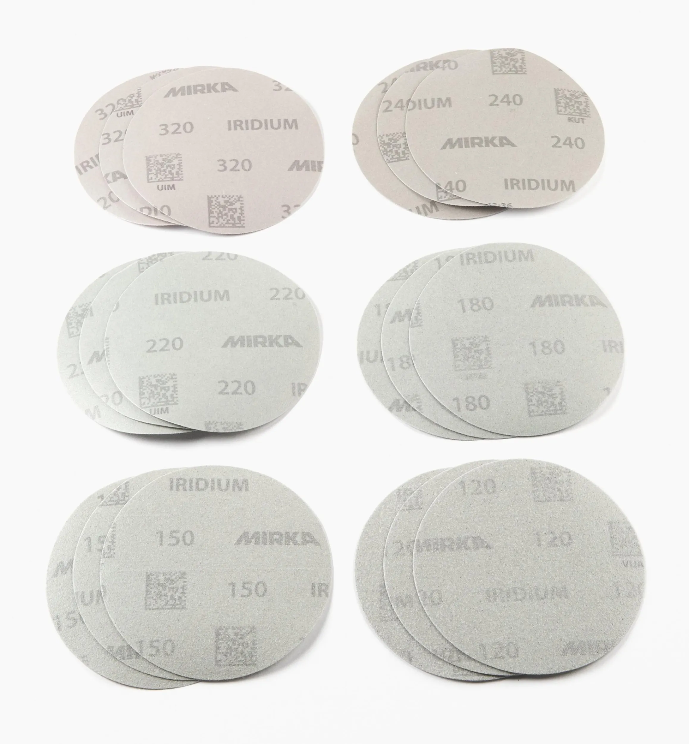 Lee Valley Supplies>18-Pc. Sample Pack Of Mirka 5" No-Hole Iridium Grip Discs