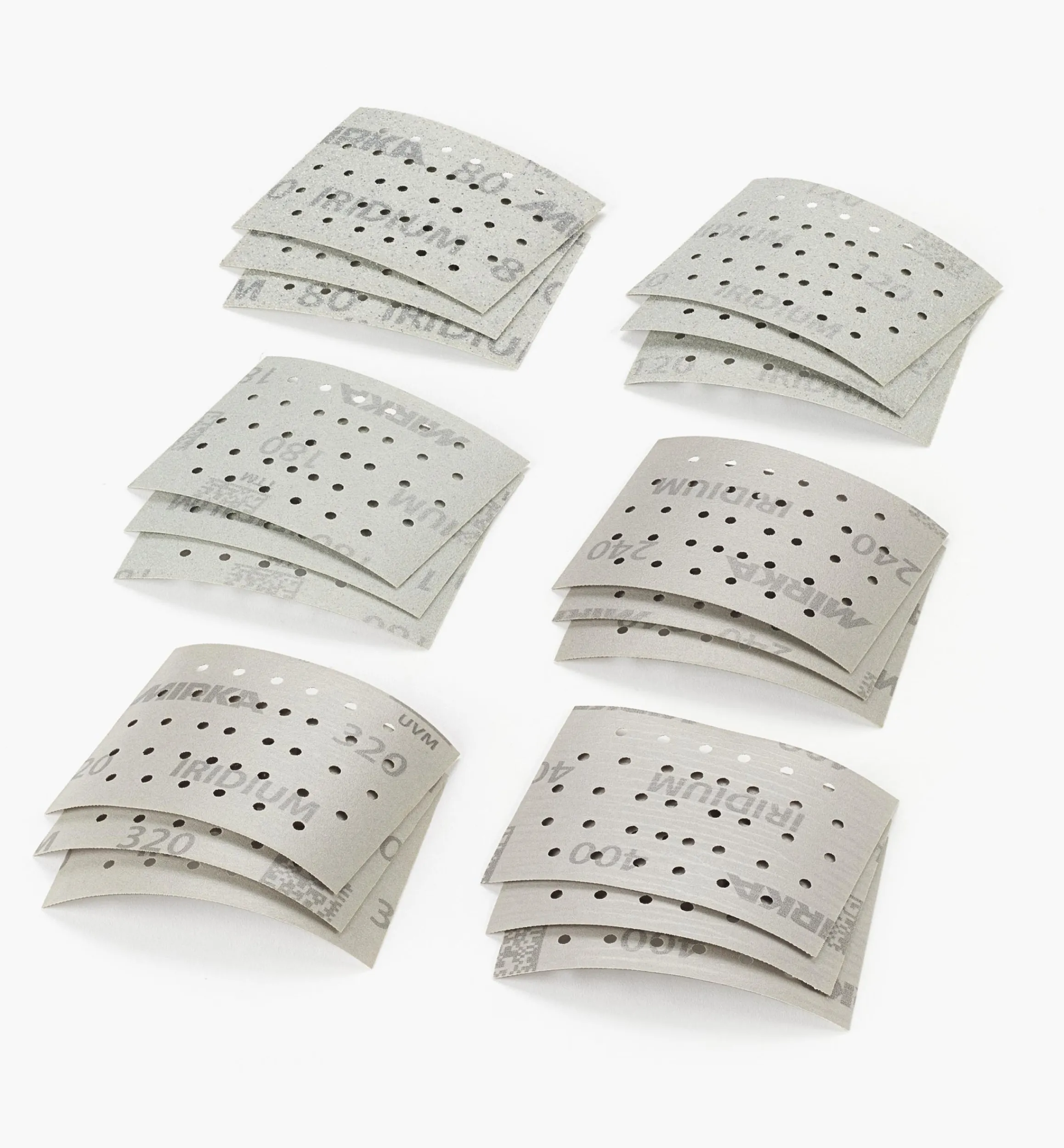 Lee Valley Supplies>18-Pc. Sample Pack Of Mirka Iridium 3" × 4" 36-Hole Grip Sheets